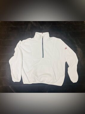 Tommy Hilfiger White Quarter-Zip Fleece Cozy Pullover / L